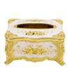 Tissue Box Cover Holder Luxury Facial Napkin Paper Towel Organizer Dining Room Ornaments Rose Pattern Gold White