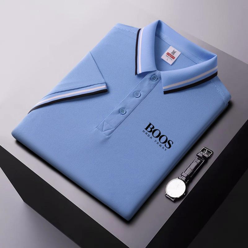 Новая летняя рубашка-поло с вышивкой из ледяного ионного волокна и воротником-поло для отвода влаги и пота