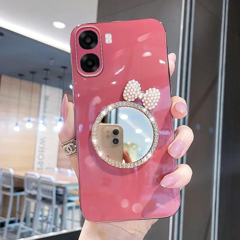 For OPPO A6X A6 Pro Case Soft Plating brick inlaid pearl butterfly makeup mirror Smooth Electroplated For OPPO A6 Pro A6X Back Cover