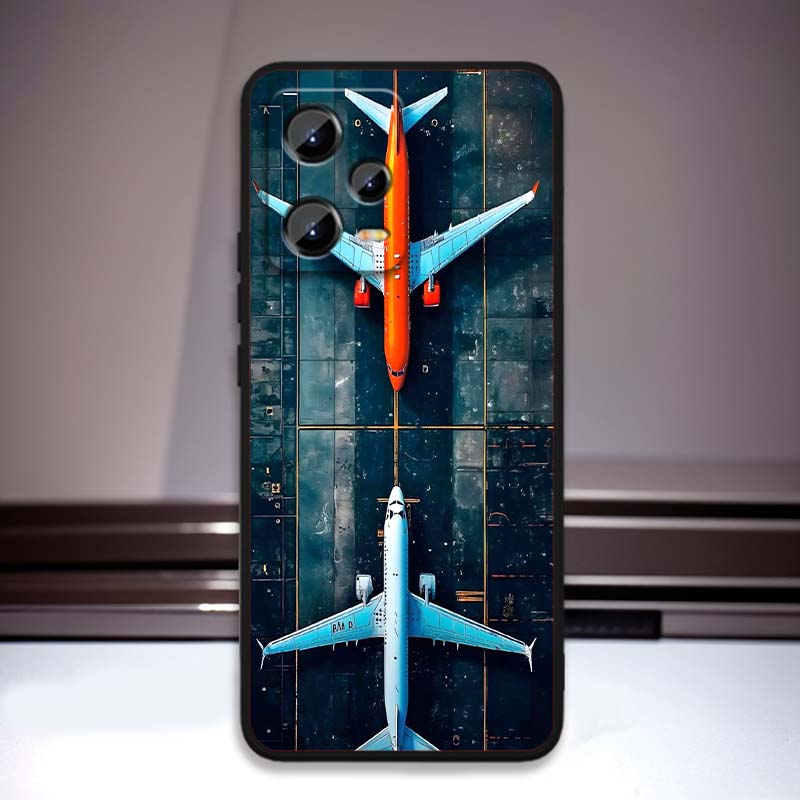 Модный рисунок самолета Для Xiaomi Redmi Note 15 14 13 12 12S 11E 11 11S Pro Plus 4G 5G Черный Мягкий ТПУ Чехол для телефона