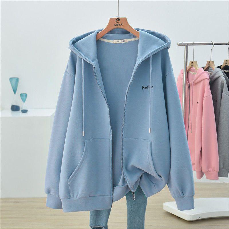 Женский свитер с капюшоном большого размера и осеннее свободное спортивное пальто с подкладкой и рукавами
