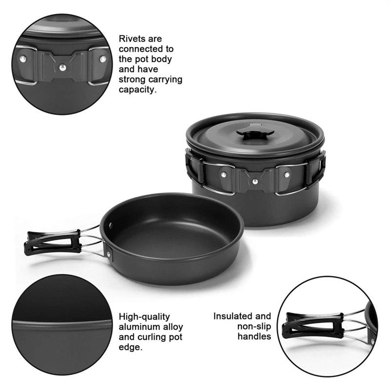 Outdoor cookware, portable pot set, teapot set, outdoor supplies, camping cookware, outdoor cooking utensils