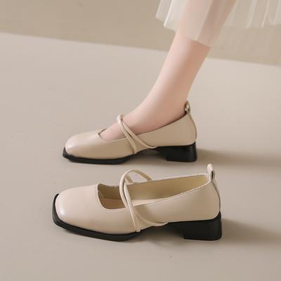 Модная женская обувь Новые женские туфли с квадратным носком Весенние туфли с закрытым носком Однотонные туфли с закрытым носком Женские туфли на низком каблуке Zapatos De Mujer