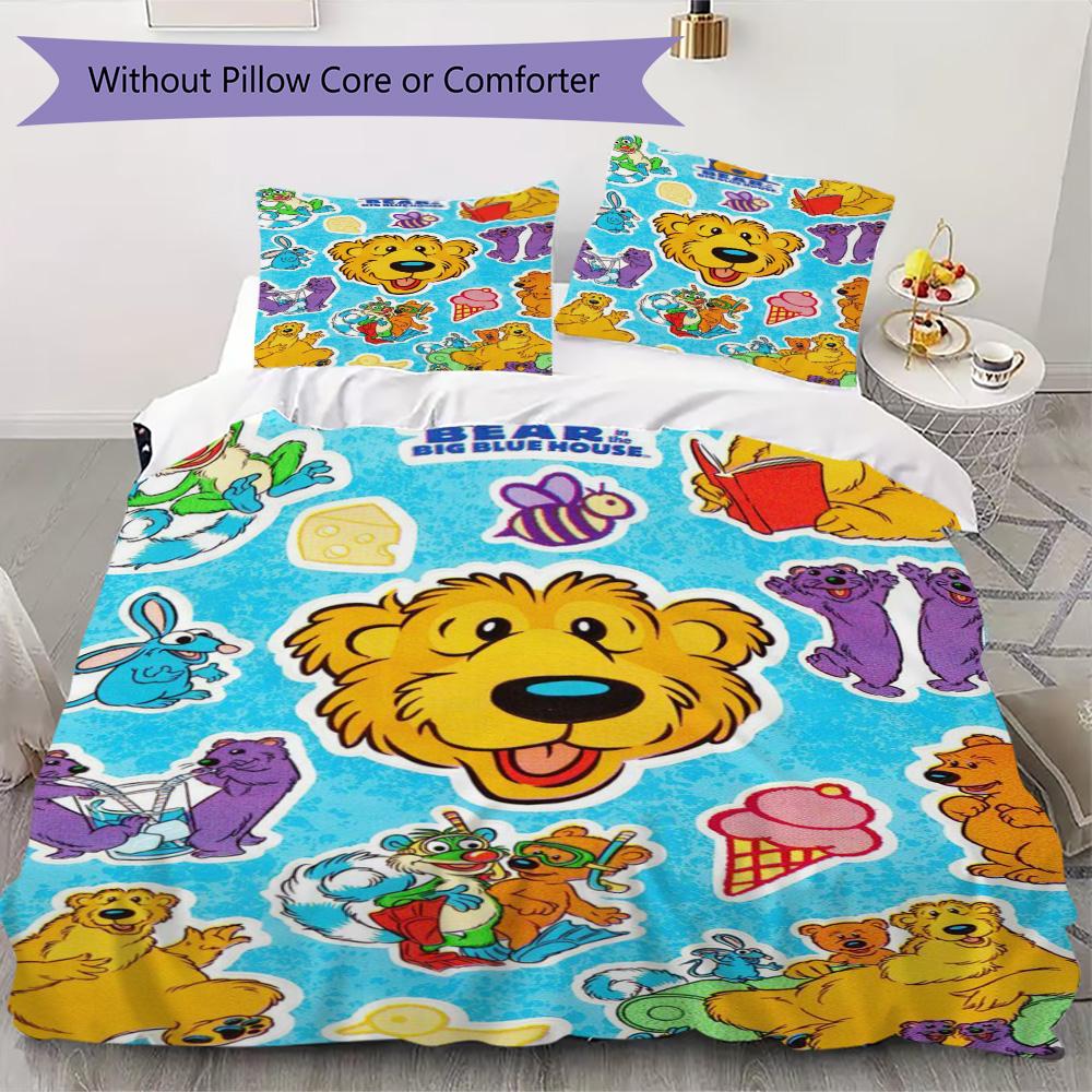 Bear in the Big Blue House Pattern Bedding,Quilt Set Quilt Cover Pillowcase Home Birthday Gift (1*duvet cover+2*pillowcase,without core)SSJT0917192