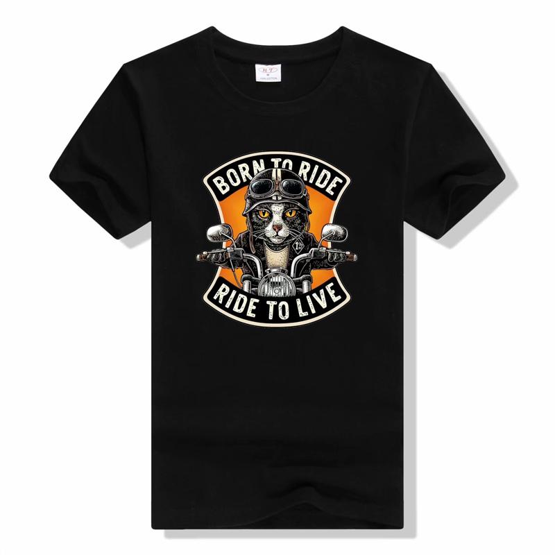Мужская и женская винтажная футболка унисекс с мотоциклом из США, футболки с круглым вырезом, хлопковая футболка в стиле ретро, ​​модная футболка унисекс с короткими рукавами