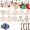 10/20/50Pcs DIY Wooden Christmas Balls Decoration Craft Arts Baubles Tags Hanging Ornament for Home Xmas New Year Kid Gifts