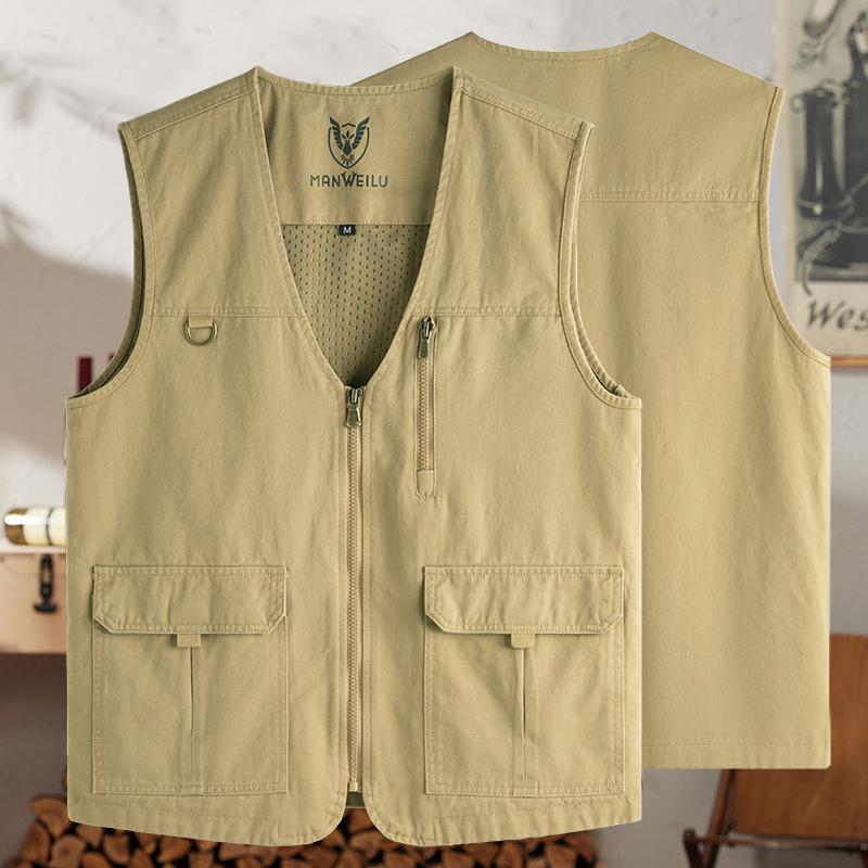 Large Size 8XL Outdoor Leisure Vest Men's Multi-Pocket Breathable Outdoor Sports Coat Leisure Vest Men