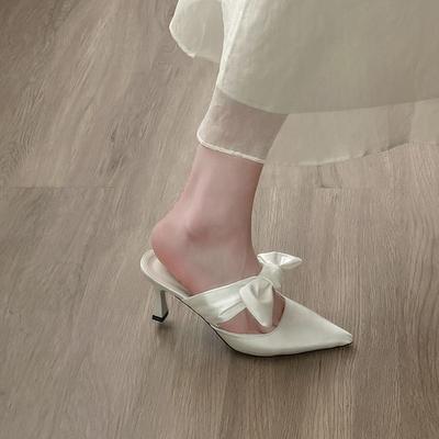 Увеличивающие рост туфли-шпильки 2025 года, лето, новые туфли с бантом и заостренным носком, классные тапочки для женщин, нишевые туфли для выхода в свет, высококачественные тапочки