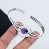Изящный браслет-манжета с аметистовым драгоценным камнем, браслет-манжета из стерлингового серебра 925 пробы, браслет-манжета с аметистом для жены, браслет унисекс, подарок на день рождения