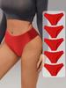 5PCS Women's Panties Striped Briefs Women Underwear Low Waist Cotton Red Panty Sexy Ladies Underpants Soft Female Lingerie S-XXL