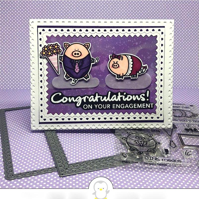 Набор Прямоугольных Рамок 'Маленькие Сердца' Металлические Вырубки для Бумаги Карточки Альбома Скрапбукинг Тиснение