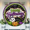 Cute Cartoon Pumpkin Ghost Cat Pattern Round Wooden Hanging Plaque Home Wall Decor Door Sign Indoor Outdoor Spooky Holiday Party Ornaments
