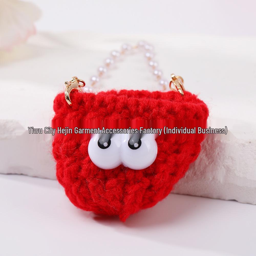 Mini Candy Color Yarn Bag Pendant with Cartoon Doll