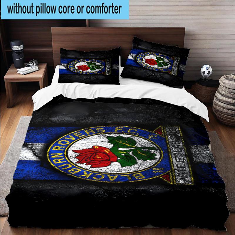 3pcs Blackburn Rovers Crest Football Club Bedding Set Duvet Cover Closure Includes 1 Duvet Cover & 2 Pillowcases Bedding Sets Home Decor Gifts