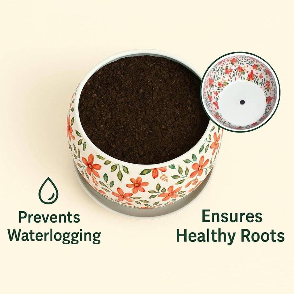 5 дюймов, Металлический горшок для растений Lily Designer Leaf с поддоном | Предмет домашнего декора для комнатных и садовых растений, цветов, балкона, патио, гостиной