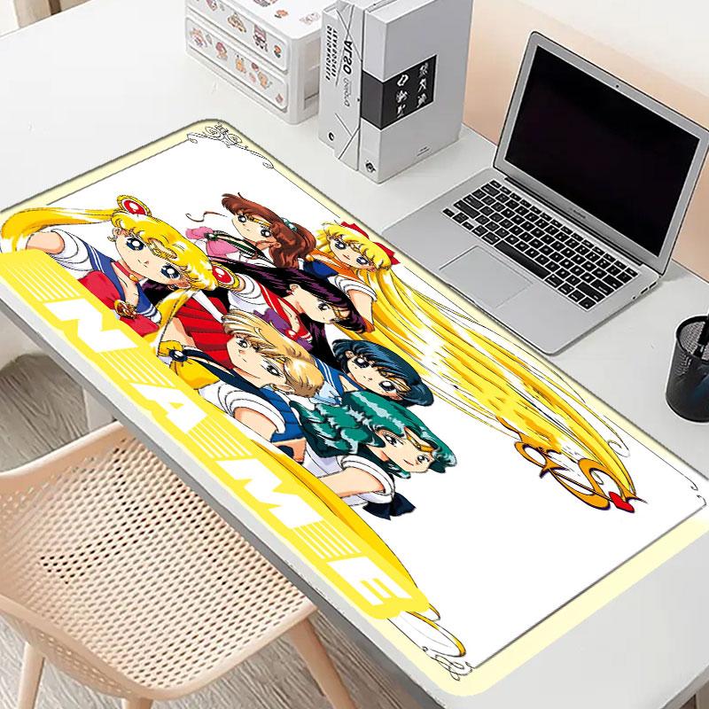 Custom Name Personalized Sailor Moon Pattern Mousepad, Laptop PC Desk Mat, Decorative Desk Mat for Home Keyboard Pad Gift