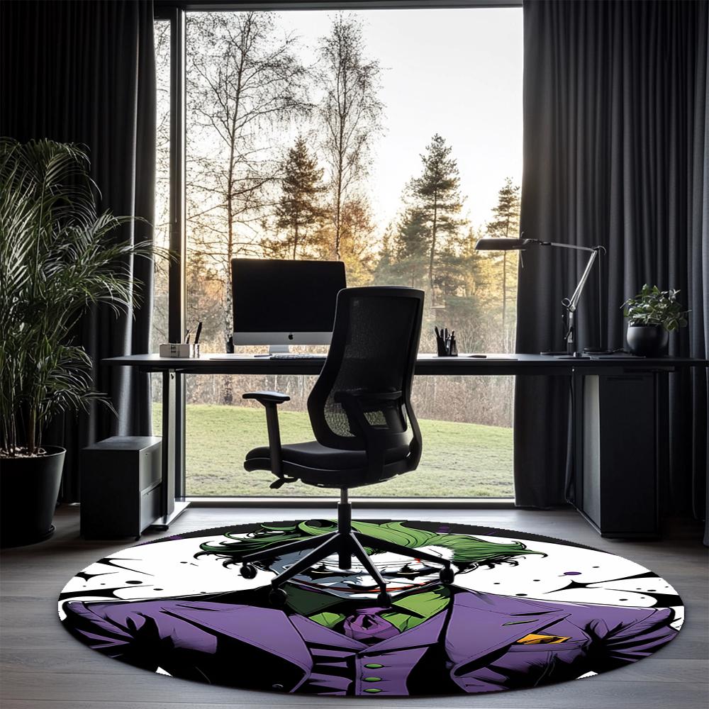 Joker Printed Round Rug Carpet Chair Rug Area Rug Entryway Doormats,for Office Chair Living Room Bedroom Kitchen Room.