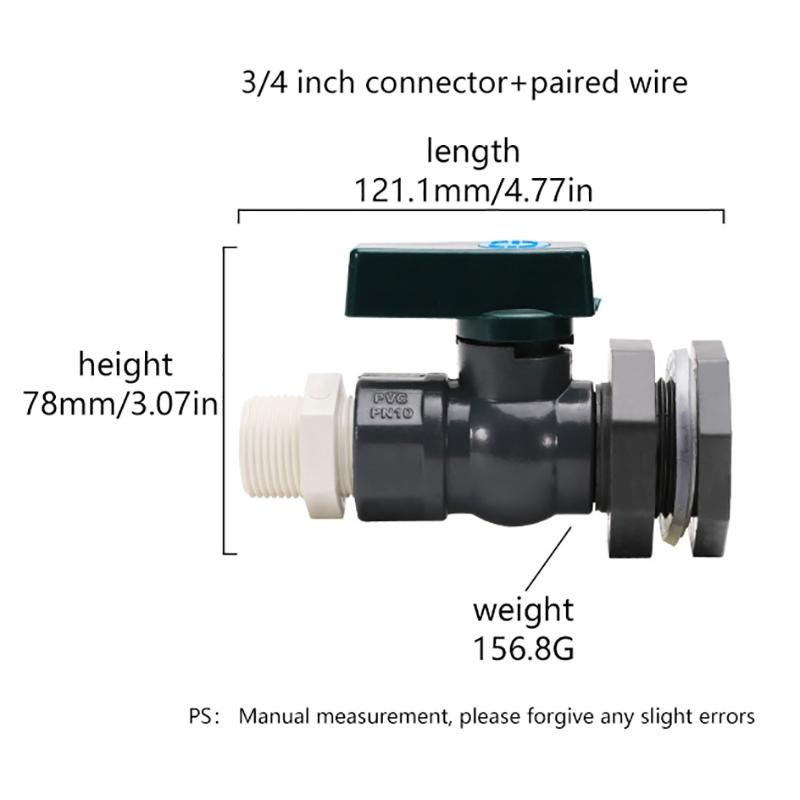 Комплект отвода для дождевой бочки из ПВХ 3/4 дюйма, клапан для дождевой бочки, кран для дождевой бочки с переходником с переборкой
