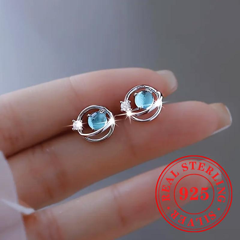 Sweet Shiny White CZ Heart Pierced Earrings for Girls Sterling Silver Cute Pet Paw Prints Jewelry Daily Party Jewelry