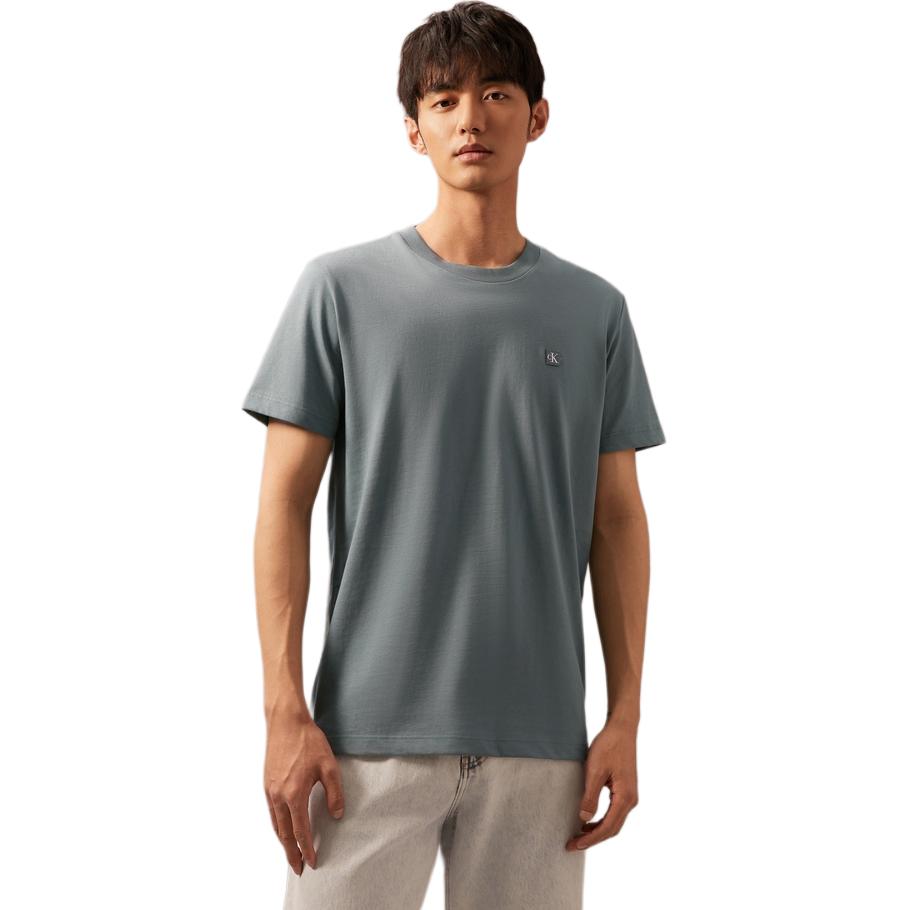 Calvin Klein Футболка с вышитым логотипом и коротким рукавом, мужская, серо-зеленая J324899-CFQ