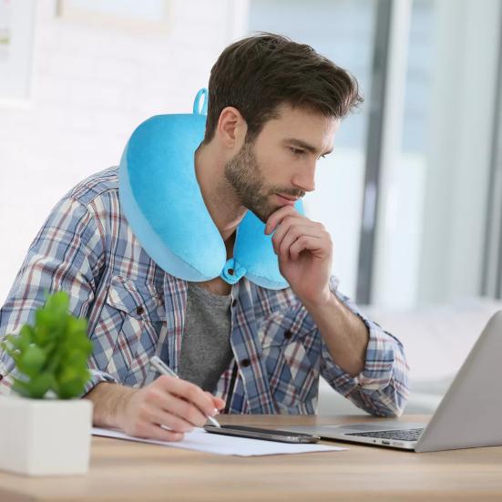 Подушка U-образной формы с эффектом памяти, толстая, эластичная, медленно отскакивающая, с подвесным кольцом, регулируемая подушка для шеи