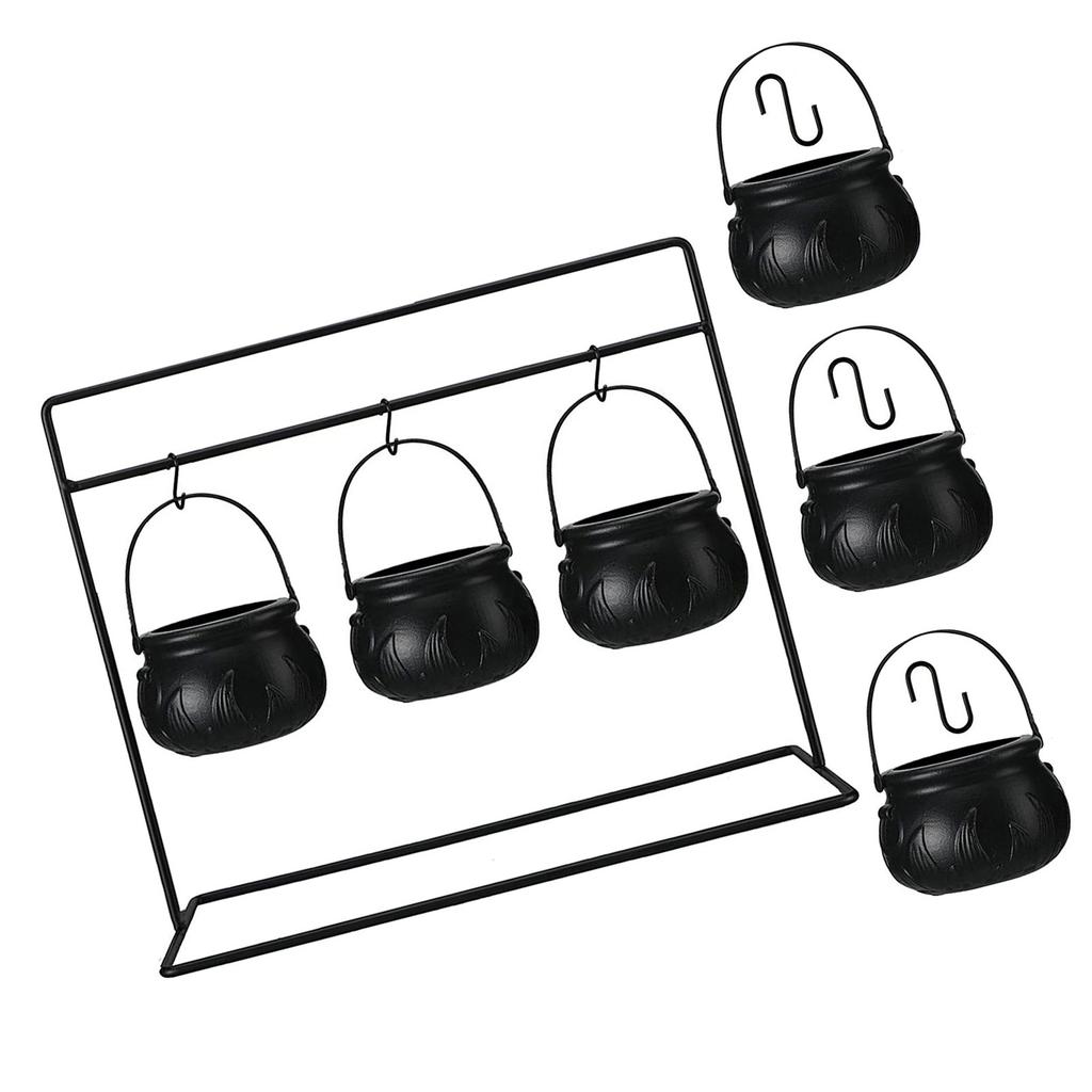 Pack Of 3/6/9 Halloween Witch Cauldron Candy Bowls With Metal Stands For Indoor Outdoor Party Tabletop Decorations