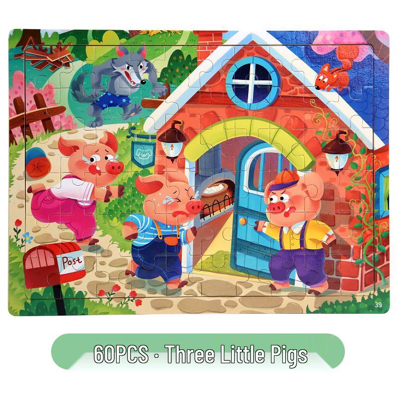60-Piece Children's Cartoon Wooden Jigsaw Puzzle for Early Education