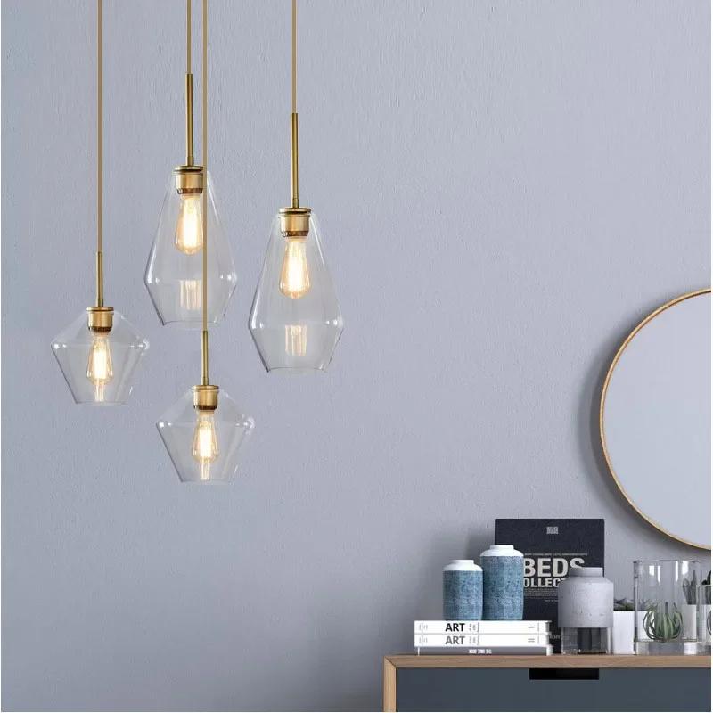 Nordic Modern Minimalist Glass Chandelier Coffee Shop, Restaurant Decoration, Electroplating Creative Bar Table Pendant Light