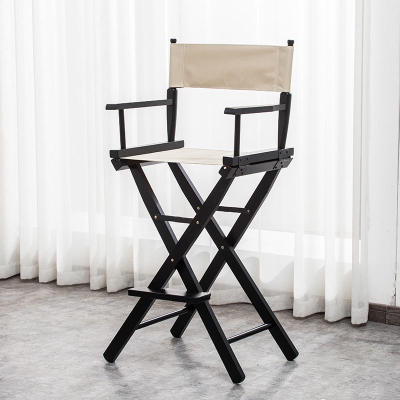 Складной стул режиссера из массива дерева с холщовой спинкой - Барный стул, для улицы, макияжа или рыбалки