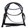 Dressage Leather Horse Bridle With 3 Row Blue Chain Brow-band All Sizes For Horse