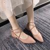 Low Heel Elegant Evening Women's Shoes Pointed Toe Pink Ladies Footwear Square Heels A Slip On Shoe Non Youthful Emo Offer Chic