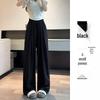 2024 Women's High Waist Pink Ice Silk Wide Leg Pants - Summer Petite Loose Fit with Draping