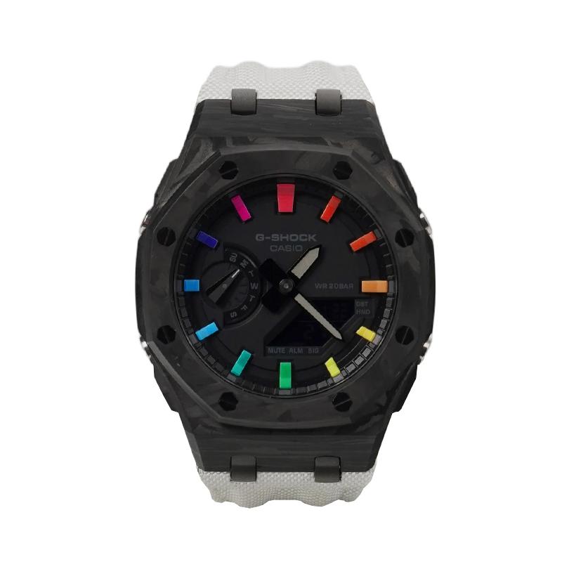 Casio Кастомизированные часы модифицированная серия водонепроницаемые светящиеся Кварцевые холщовый ремешок тот же стиль для мужчин и женщин черный циферблат GA-2100-1A1