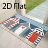 1pc 2D Flat Healing Seaside Cottage Entrance Mat, Nordic Striped Heart-Shaped Cottage Door Mat, Marine Style Fresh Home Decor Mat, Household Bathroom/