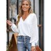 Women's V-neck Lace Patchwork Lantern Sleeve Shirt