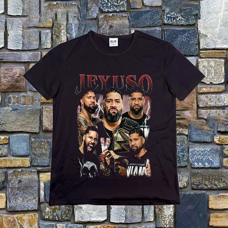 Ретро футболка Jey Uso Yeet Забавные цитаты Wresting Lovers Графическая футболка Мягкая унисекс футболка с круглым вырезом Летняя футболка Модные топы