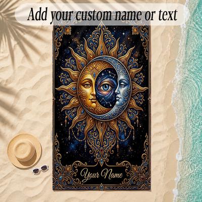 Cosmic Theme Soft Beach Towel Personalized Custom Name Text Towel Portable for Beach Pool Travel