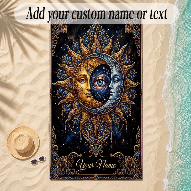 Cosmic Theme Soft Beach Towel Personalized Custom Name Text Towel Portable for Beach Pool Travel