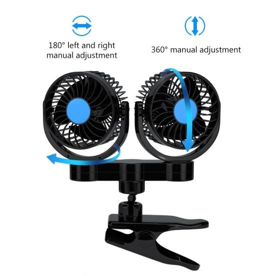 12/24 В с двойной головкой, регулируемый ветер, летний автомобиль, грузовик, вращающийся зажим, охлаждающий вентилятор