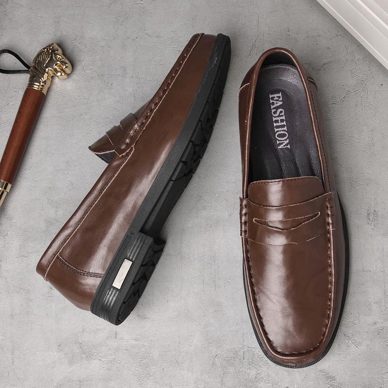 Fashion High Quality Brand Men's Genuine Leather Casual Shoes Classic Brown Men's Business Formal Shoes Soft Soled Comfortable Loafers