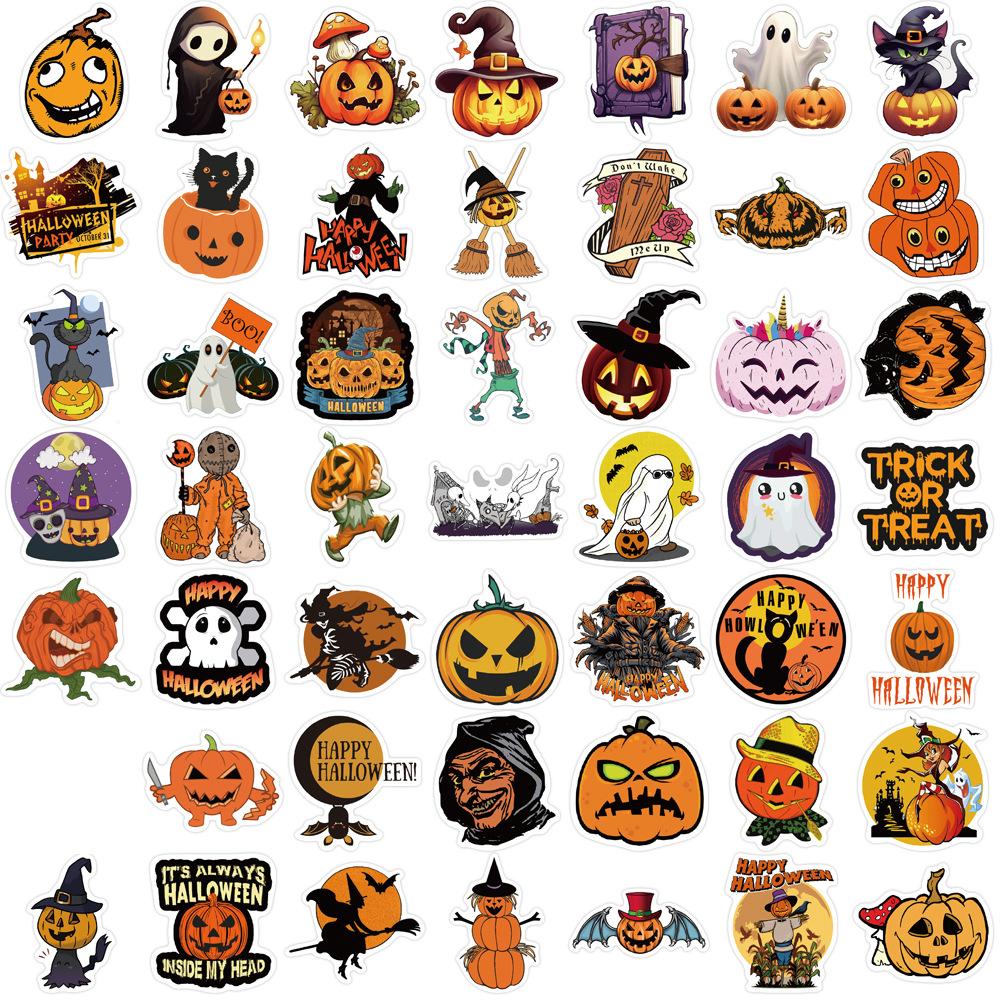 13 Models of 50 Halloween Holiday Decoration Graffiti Stickers Suitcase Computer Waterproof No Glue Stickers DIY