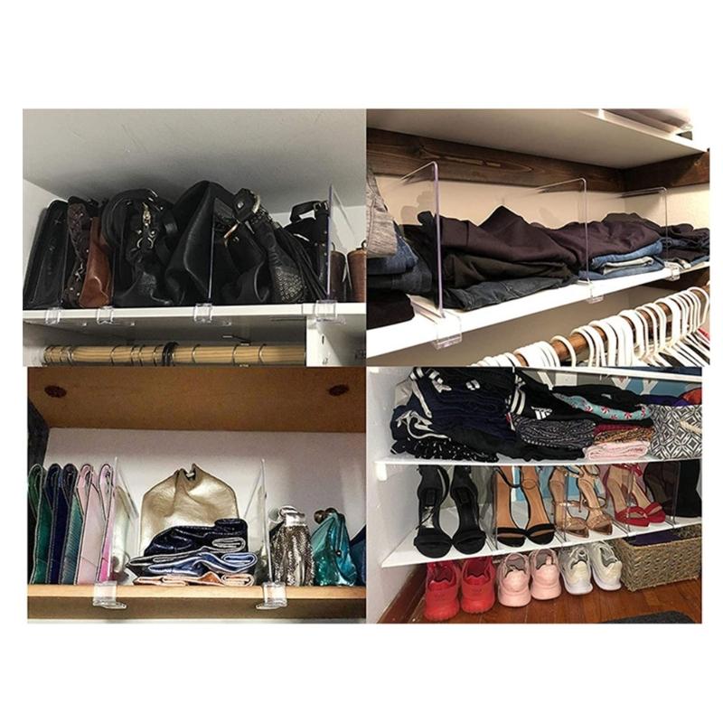 1/2/4pcs Acrylic Dividers Shelf Divider for Closets Organizer Shelf Dividers Closet Separators Bookcase Shelf Divider