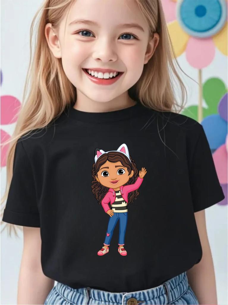 Fun Outdoor Gabbys Dollhouse 2026 Crew Neck Tshirt 314Y Boys Girls Summer Cute Kawaii Cartoon Hot Fashion Street Casual