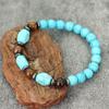 Natural Stone Bracelets for Men Howlite Volcanic Stone Tiger Eye Stone Gemstone Beaded Braslet Meditation Prayer Brass Brazlets