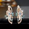 1 Pair Black Zircon Flowers Drop Earrings for Women Gold Color Wedding Ethnic Style Jewelry