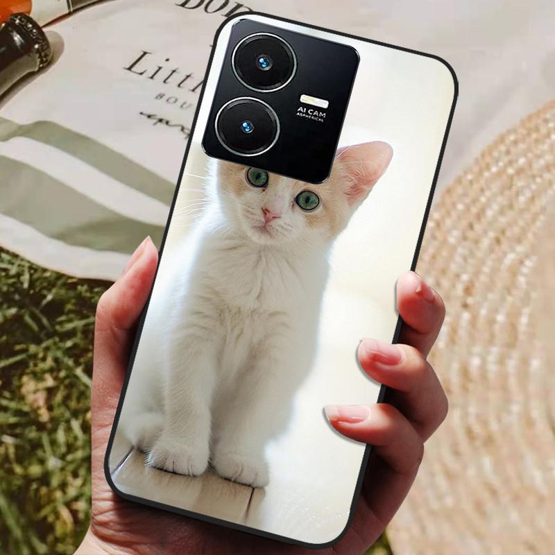 Для чехла Vivo Y22 Y22s 2022 Модный расписной черный силиконовый мягкий чехол на заднюю панель Для чехла для телефона Vivo Y22s VivoY22 Y 22 Y22 s 4G Coque