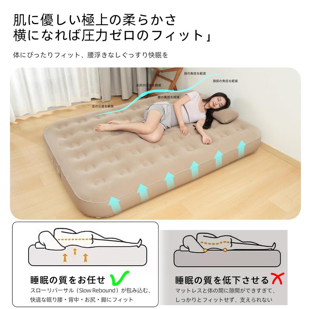 Надувной матрас TripHug с электрическим флокированным покрытием для кемпинга, легкий, водонепроницаемый и с автоматическим надуванием, включает подушку и сумку для хранения, идеально подходит для