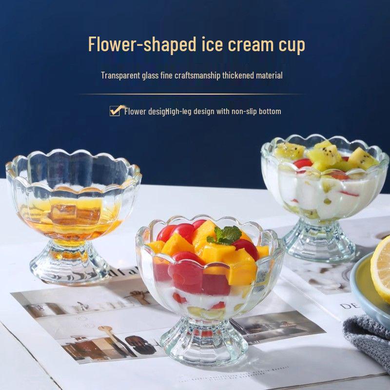 Минималистичный стеклянный десертный стаканчик и стаканчик для йогурта для салатов и мороженого