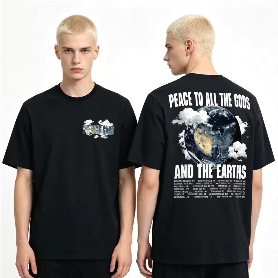 Hot Sale Vintage Hip‑Hop Wu‑Tang Clan Earth Tour List Graphic T‑Shirt Unisex Hip Hop Oversized Streetwear Punk Gothic T-shirts