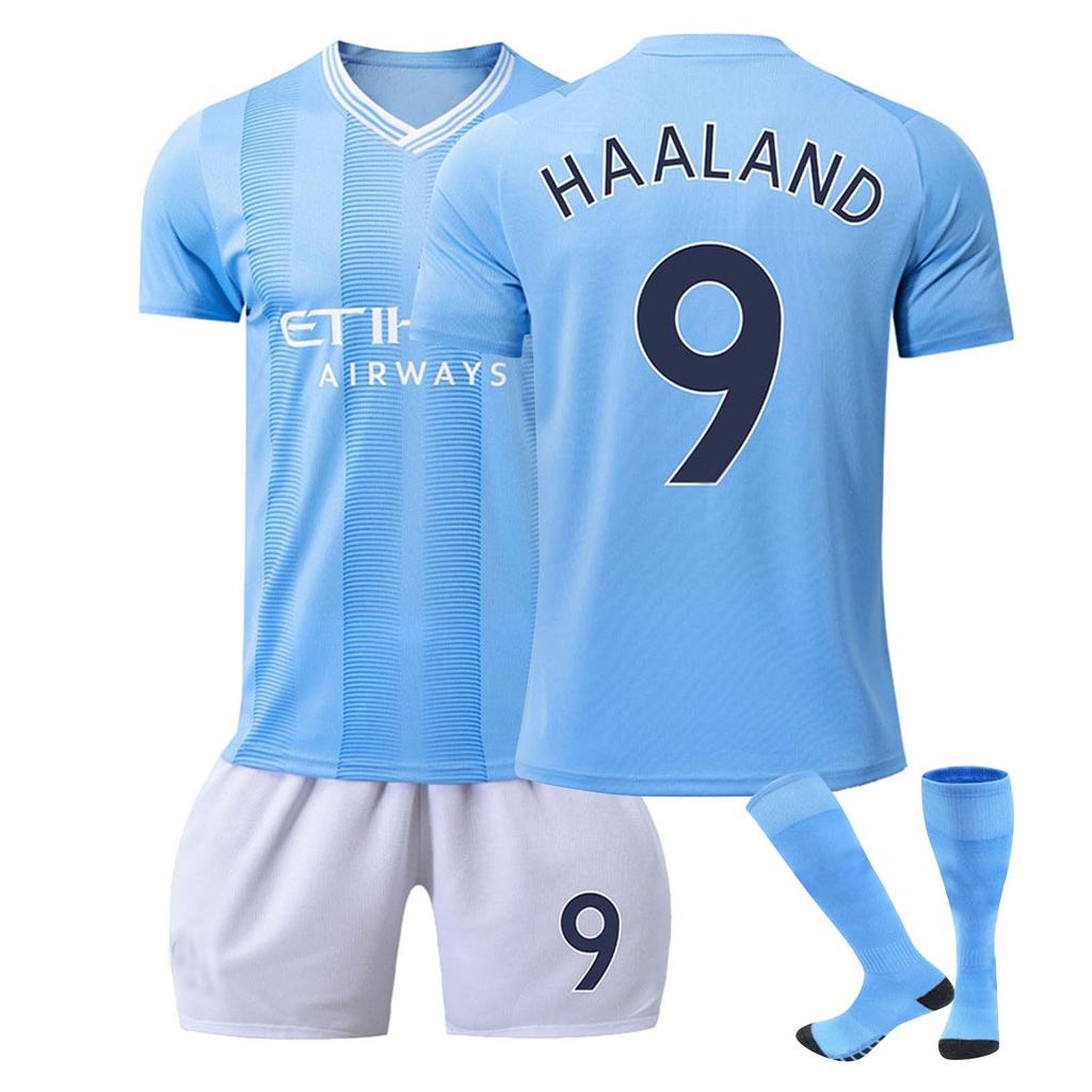 2324 Manchester City Home Football Jerseys Short Pantyhose Set New Season Short Pantyhose Children'S Size Set
